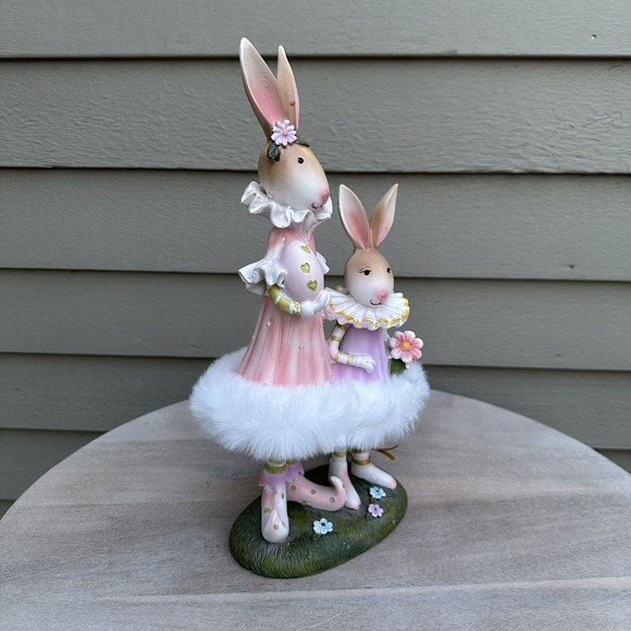 Jolie Fleur Other - Easter Ballerina Bunnies Figurine Fluffy Tutus Easter Eggs Two Precious Bunnies